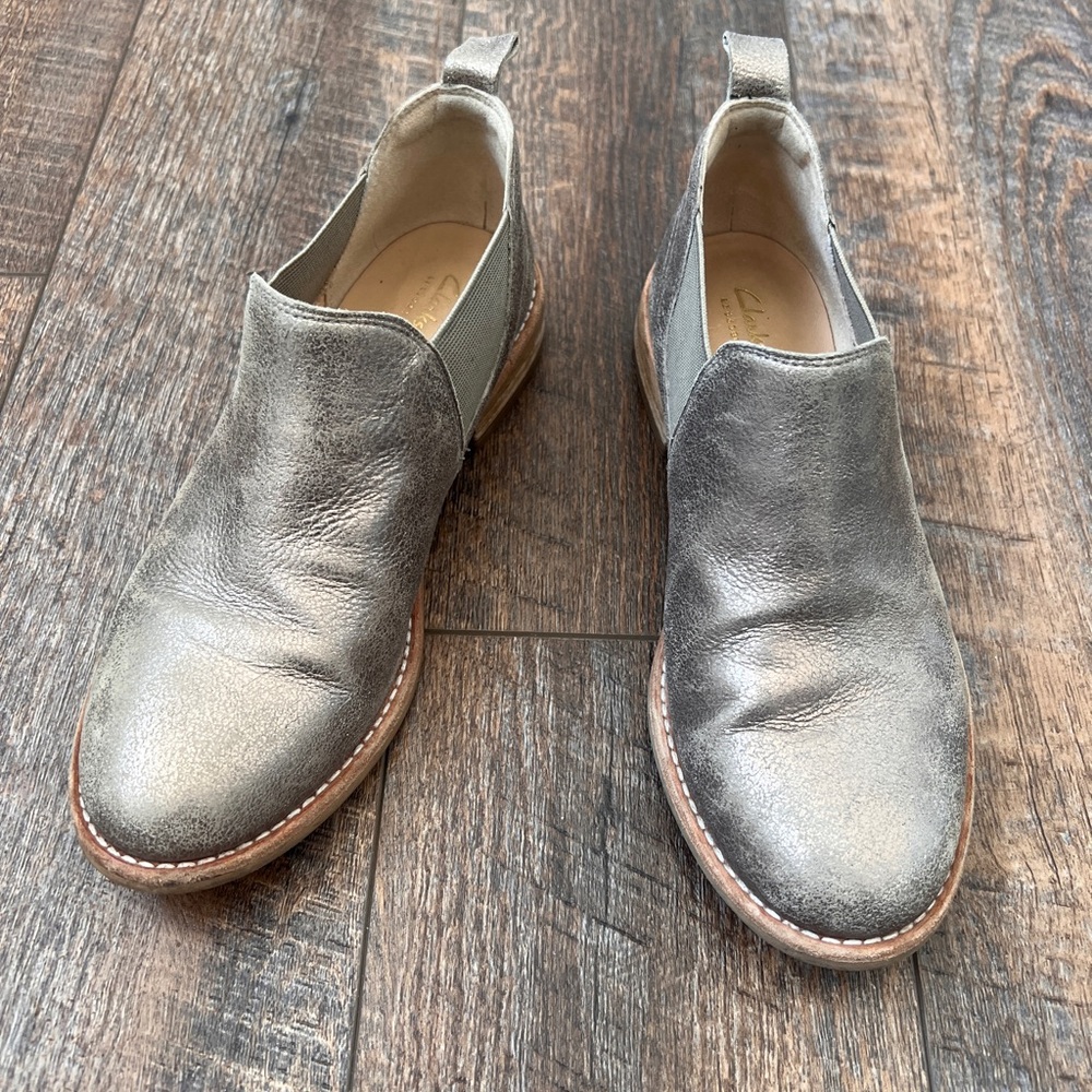 Metallic Gold Leather Ankle Boots